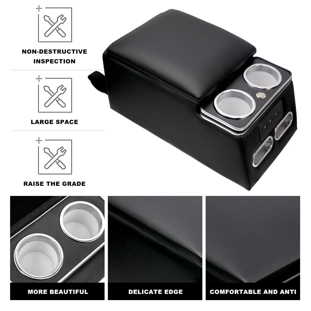 Universal Truck Seat Organizer with LED Light & Storage Console