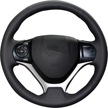 Carbon Fiber Genuine Leather Steering Wheel Cover Custom Fit