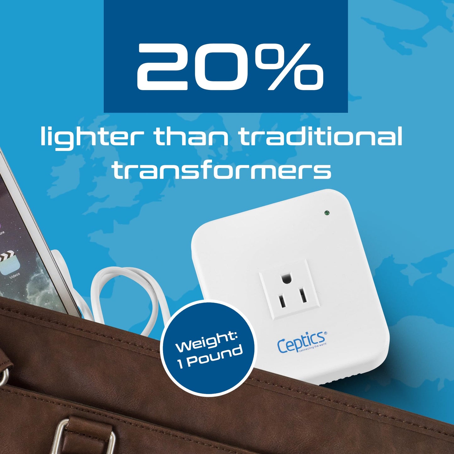 220V to 110V Travel Power Converter 200W Voltage Transformer