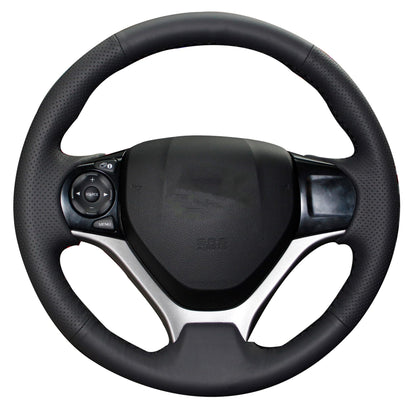 Carbon Fiber Genuine Leather Steering Wheel Cover Custom Fit