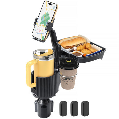 Expandable Car Cup Holder with Phone Holder & Snack Tray