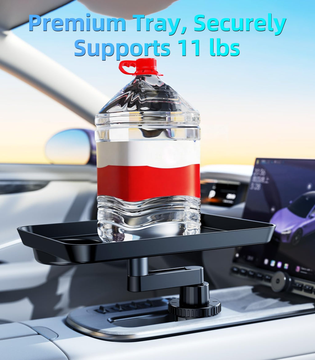 Car Cup Holder Tray with Expandable Food & Drink Organizer