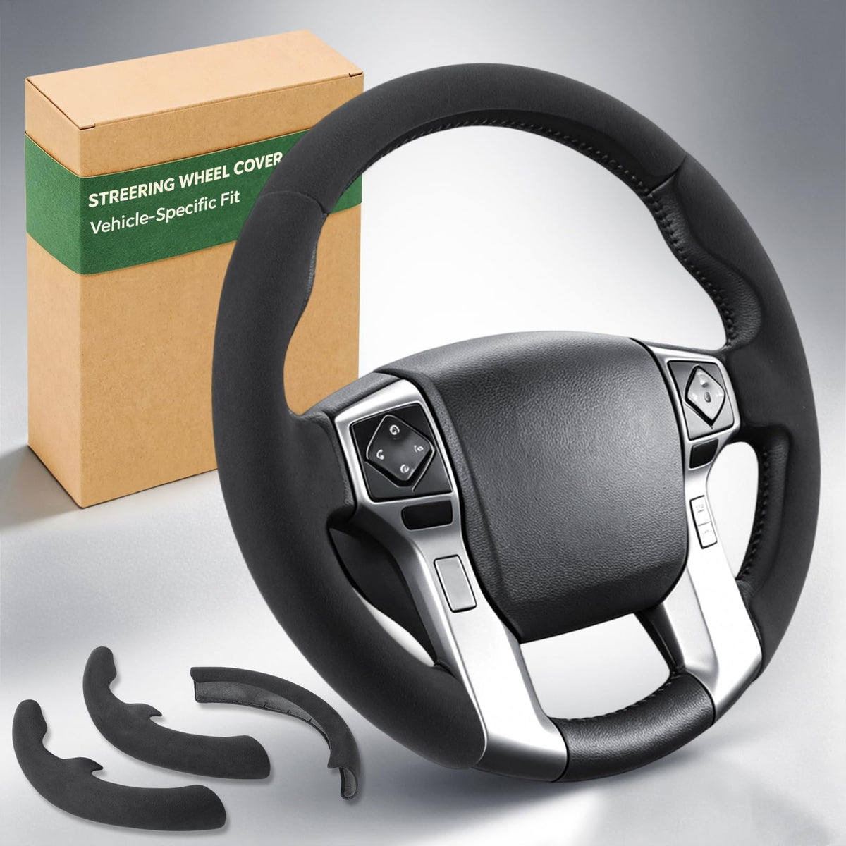 Custom Fit Non-Slip Leather Steering Wheel Cover for Cars