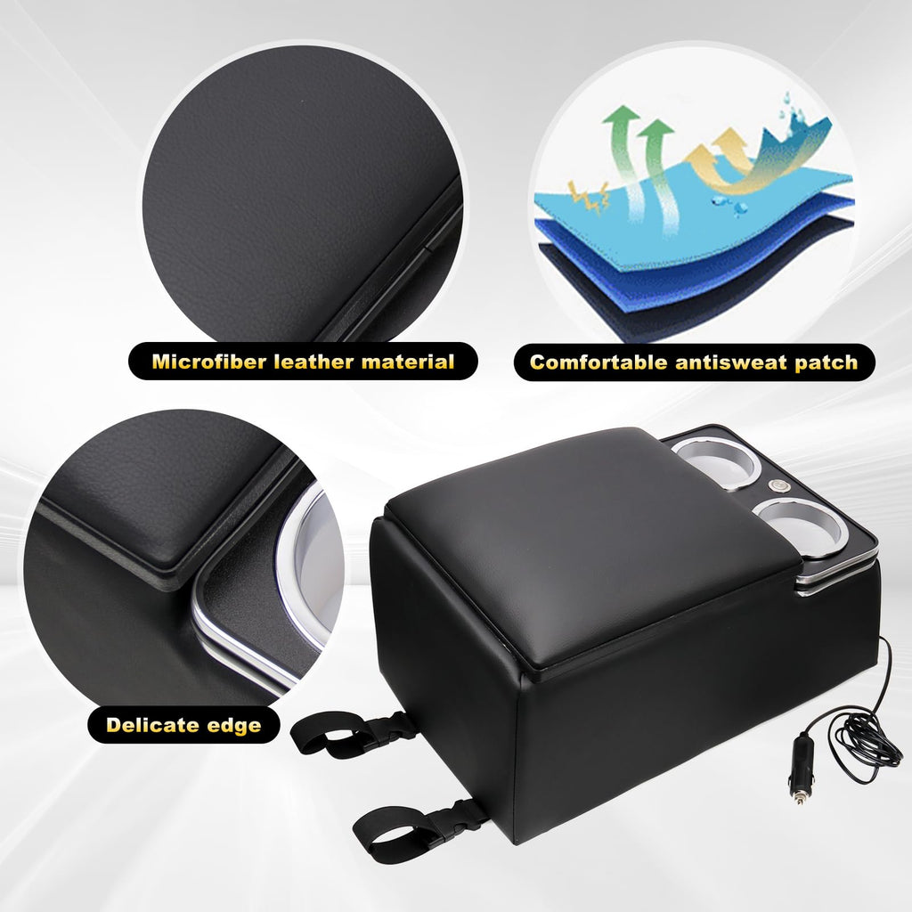 Universal Truck Seat Organizer with LED Light & Storage Console