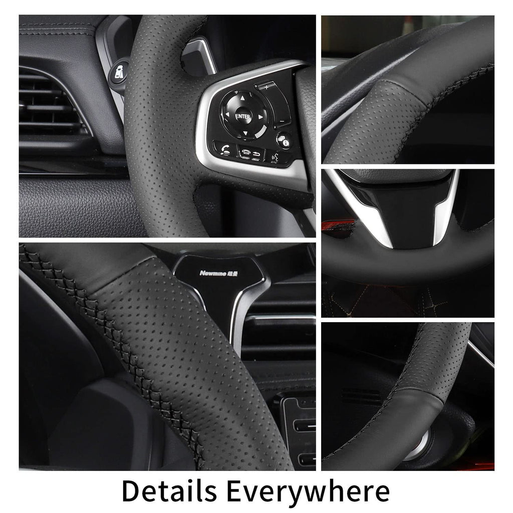 Hand Sewn Microfiber Leather Steering Wheel Cover Non-Slip Fit