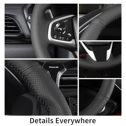 Hand Sewn Microfiber Leather Steering Wheel Cover Non-Slip Fit