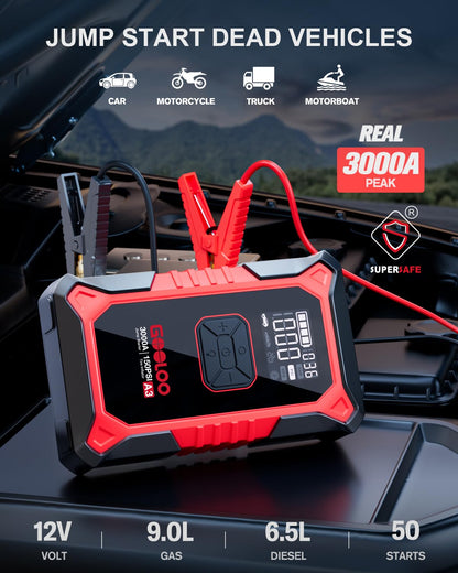 Portable Jump Starter with Air Compressor & Tire Inflator