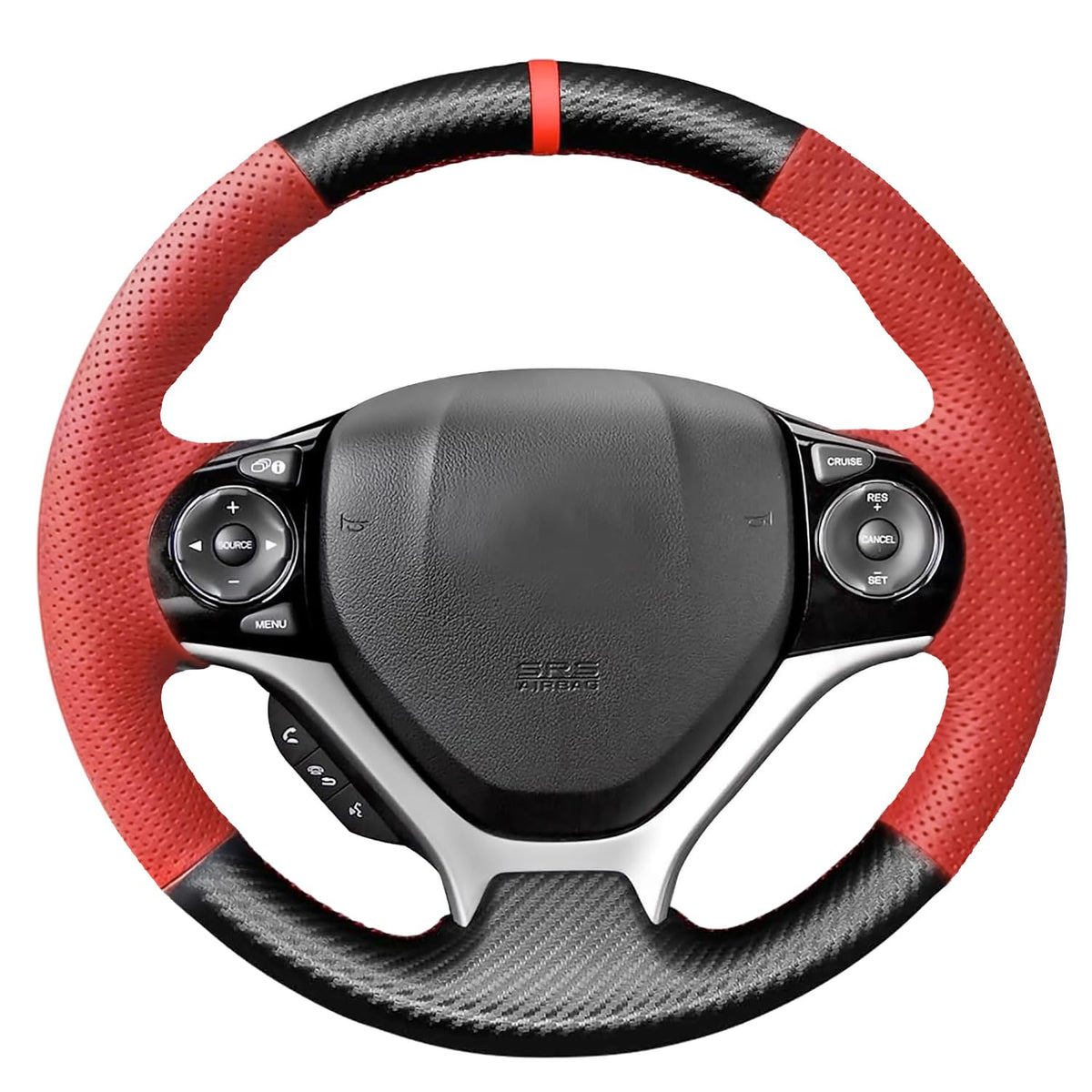 Carbon Fiber Genuine Leather Steering Wheel Cover Custom Fit
