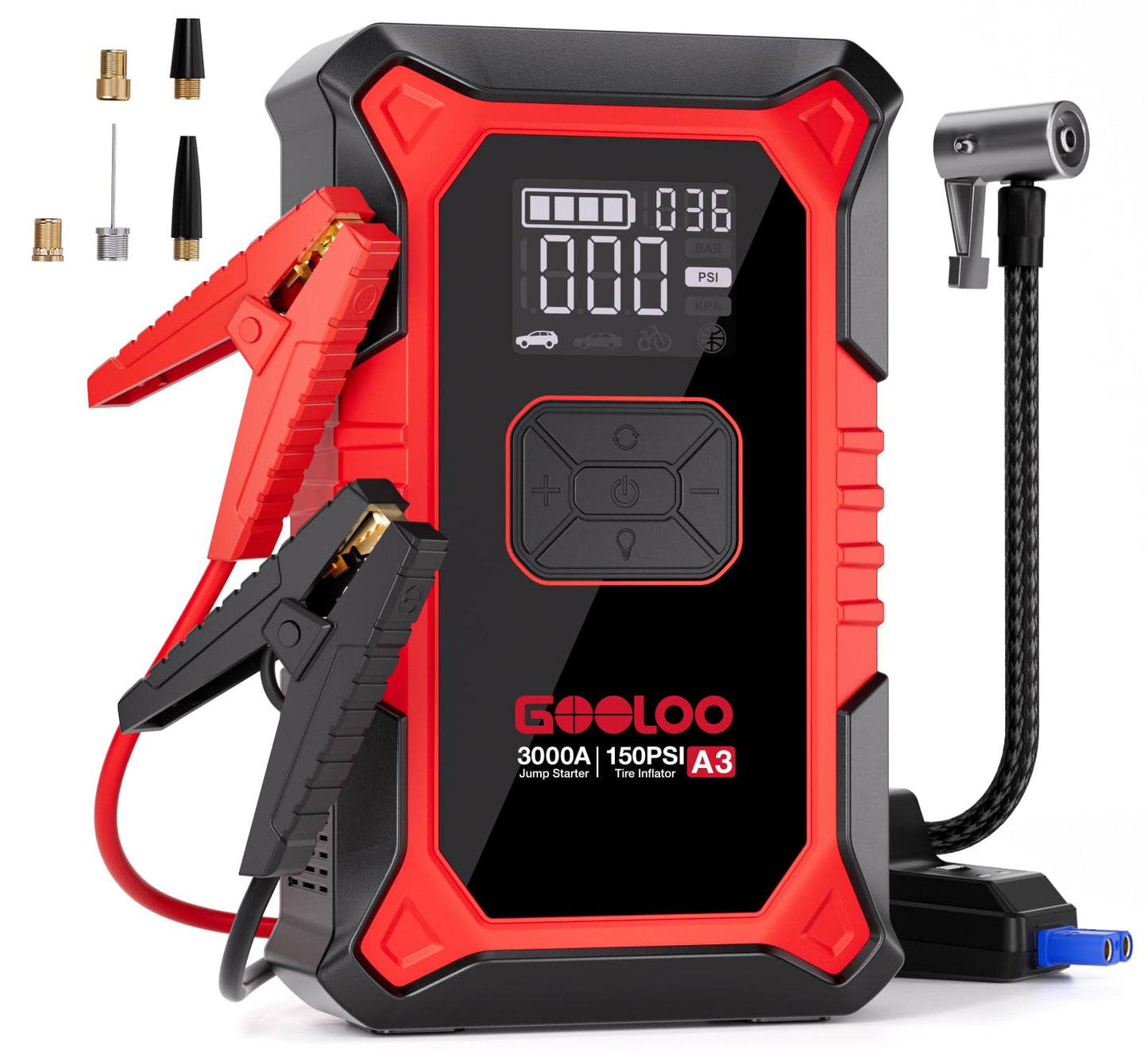 Portable Jump Starter with Air Compressor & Tire Inflator