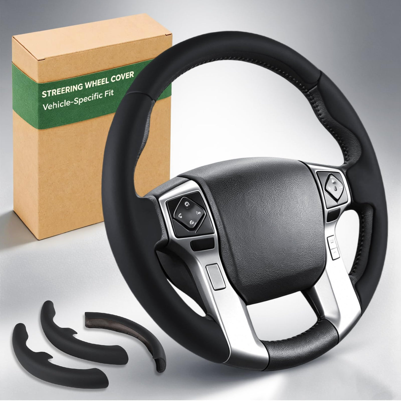 Custom Fit Non-Slip Leather Steering Wheel Cover for Cars