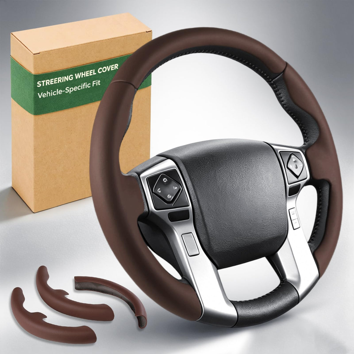 Custom Fit Non-Slip Leather Steering Wheel Cover for Cars