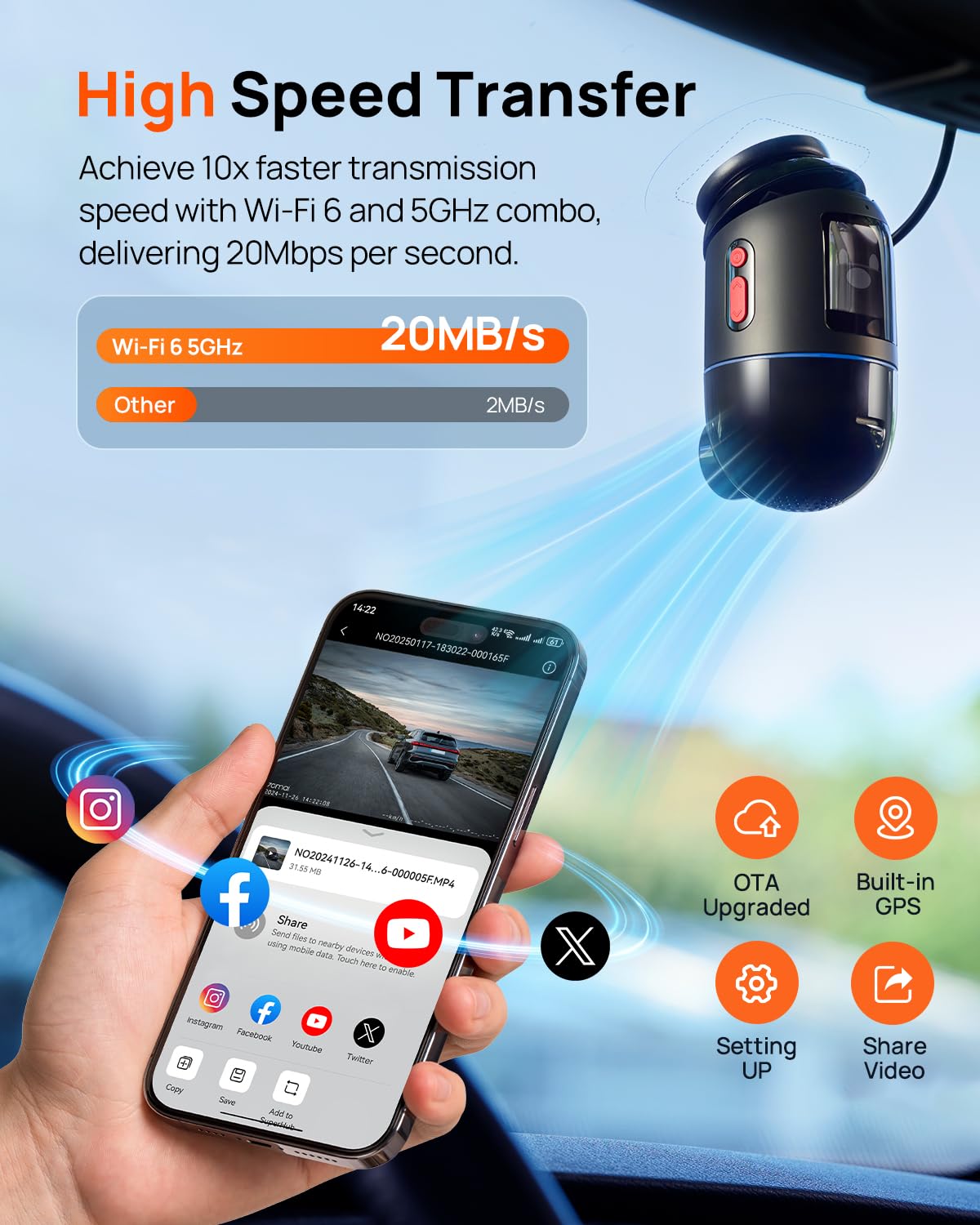 Dual Dash Cam Front & Rear 4K Car Camera with Night Vision