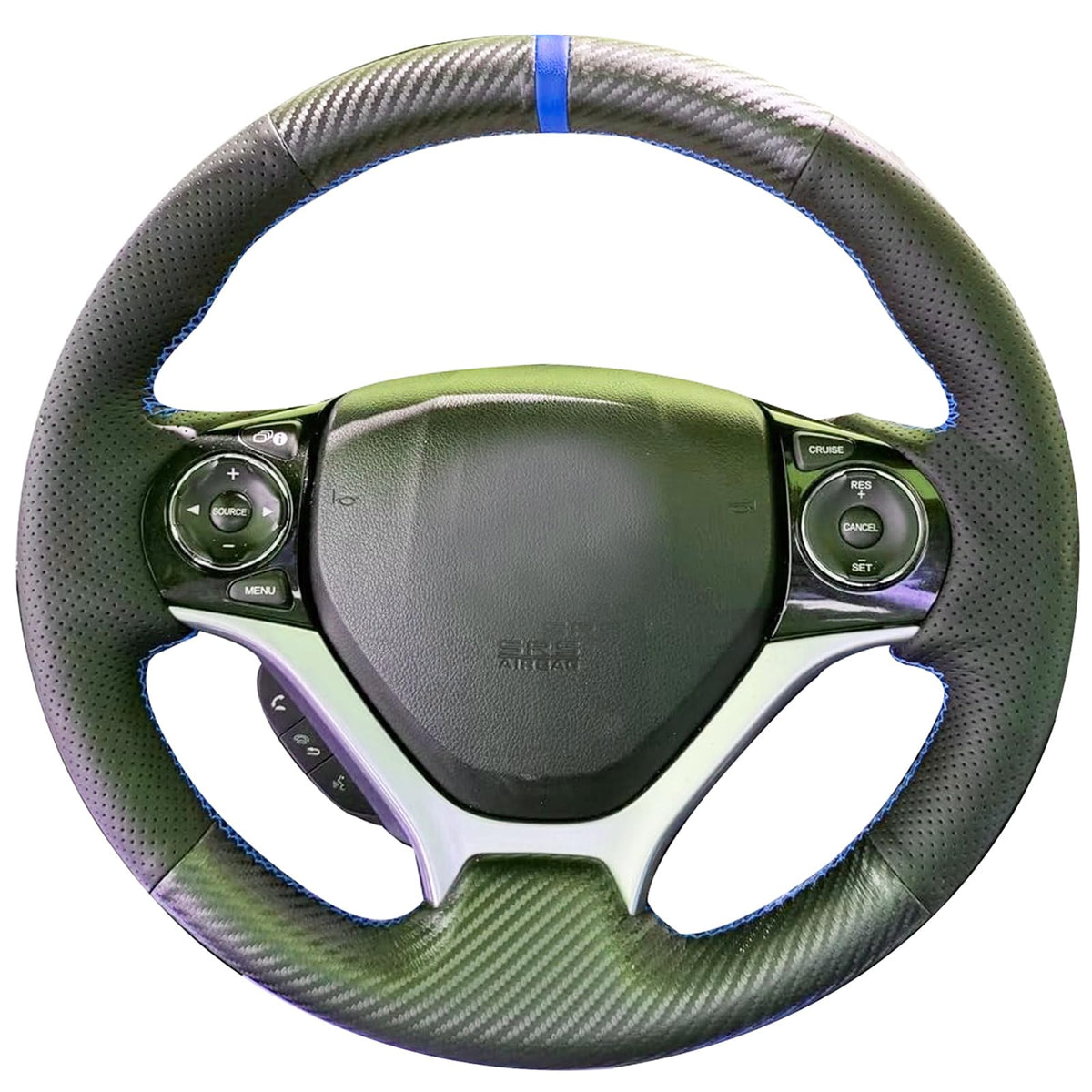 Carbon Fiber Genuine Leather Steering Wheel Cover Custom Fit