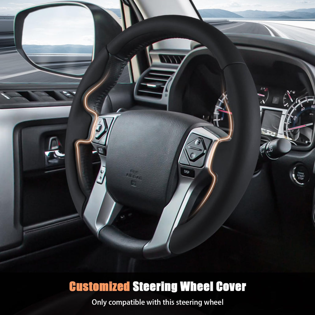 Custom Fit Non-Slip Leather Steering Wheel Cover for Cars