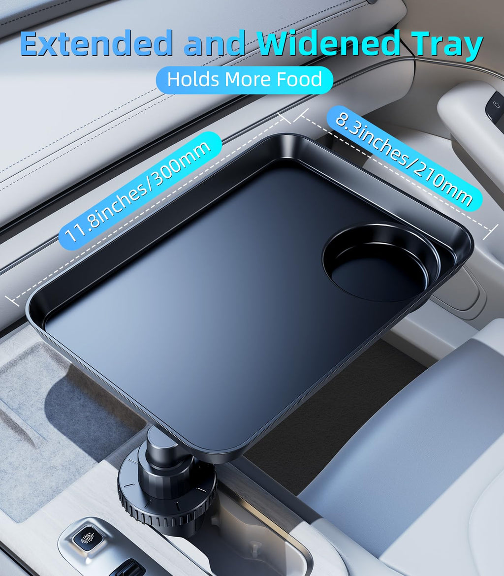 Car Cup Holder Tray with Expandable Food & Drink Organizer
