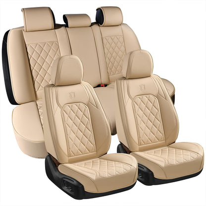 Premium Faux Leather Waterproof Car Seat Covers Full Set