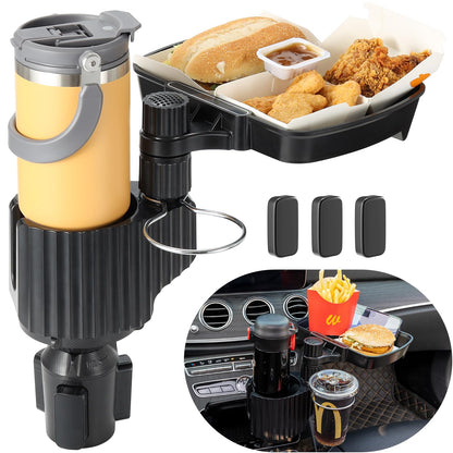 Expandable Car Cup Holder with Phone Holder & Snack Tray
