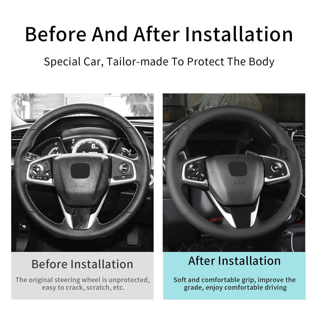 Hand Sewn Microfiber Leather Steering Wheel Cover Non-Slip Fit