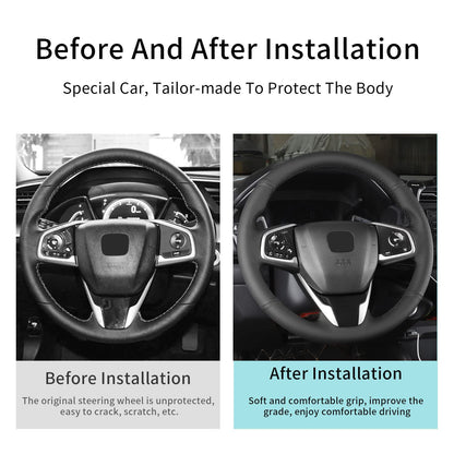 Hand Sewn Microfiber Leather Steering Wheel Cover Non-Slip Fit