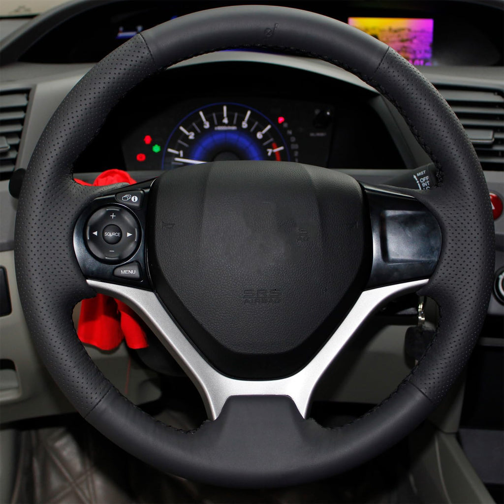 Carbon Fiber Genuine Leather Steering Wheel Cover Custom Fit