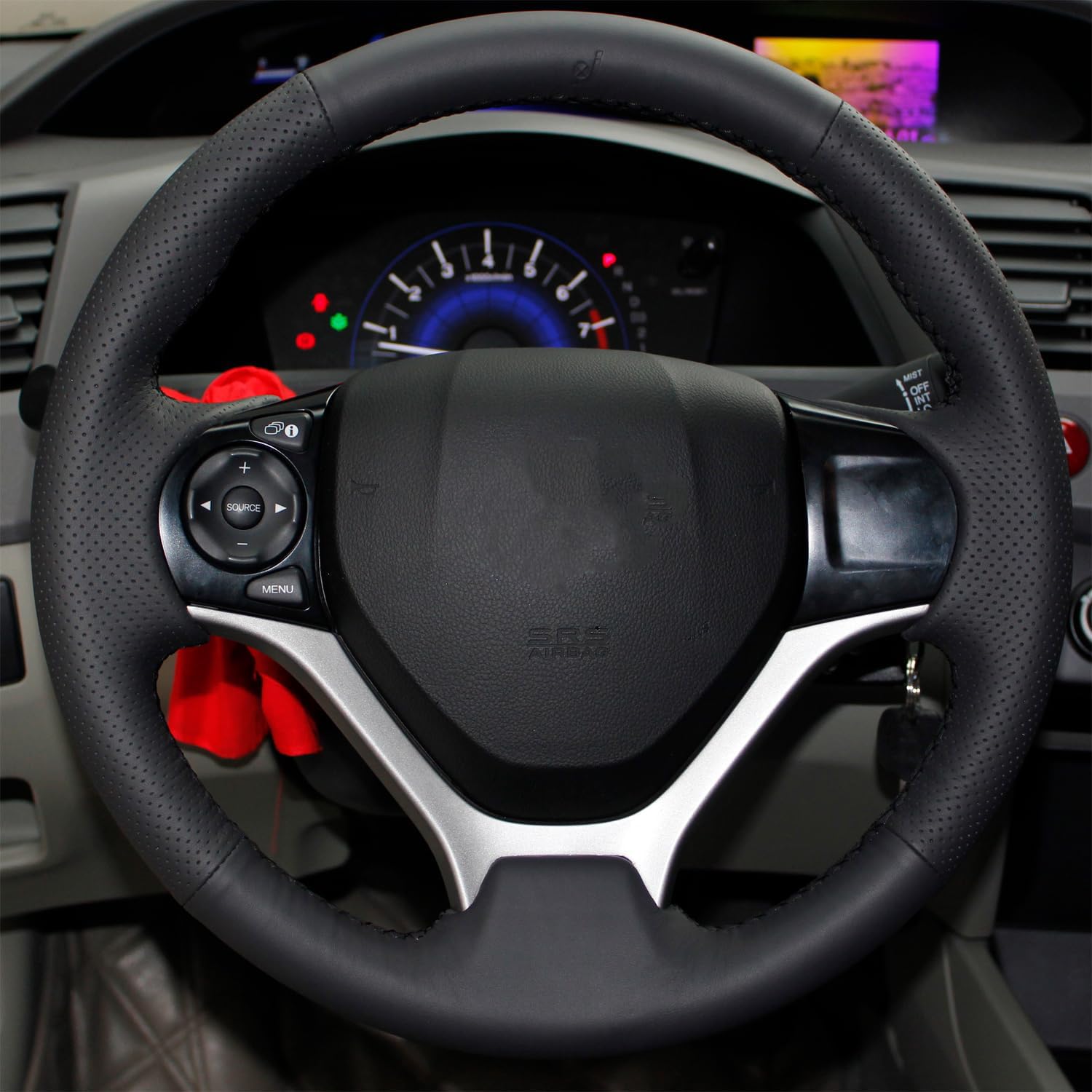 Carbon Fiber Genuine Leather Steering Wheel Cover Custom Fit