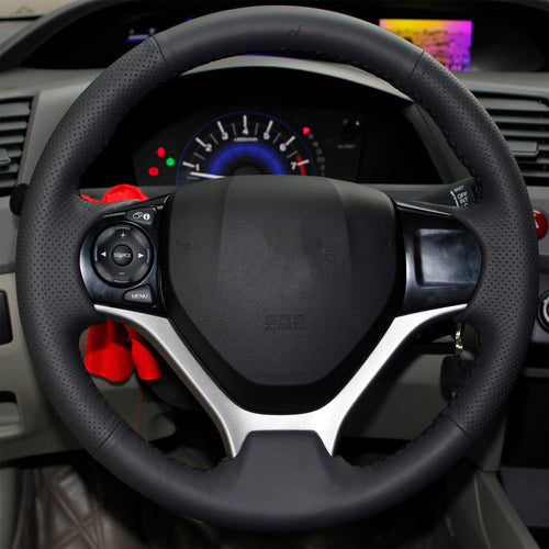 Carbon Fiber Genuine Leather Steering Wheel Cover Custom Fit