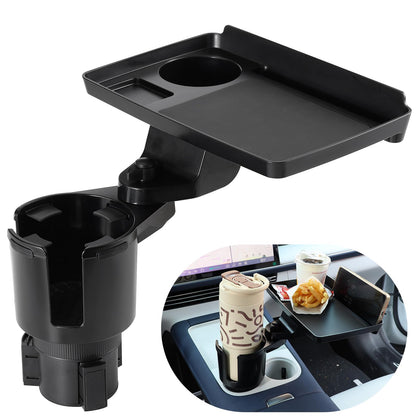 Expandable Car Cup Holder with Phone Holder & Snack Tray