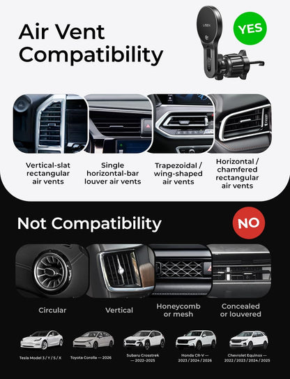 MagSafe Wireless Car Mount Charger with Magnetic Phone Holder