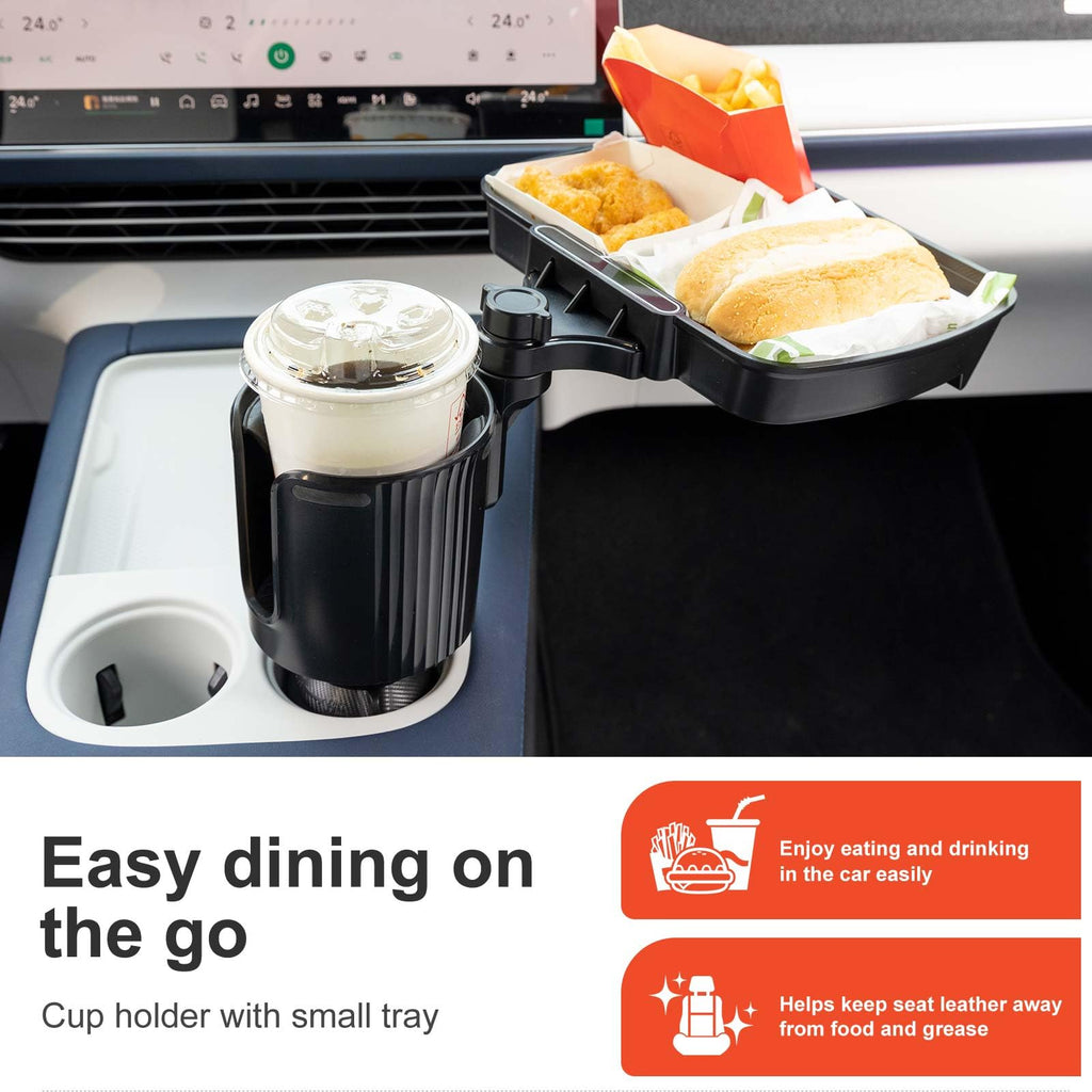 Expandable Car Cup Holder with Phone Holder & Snack Tray