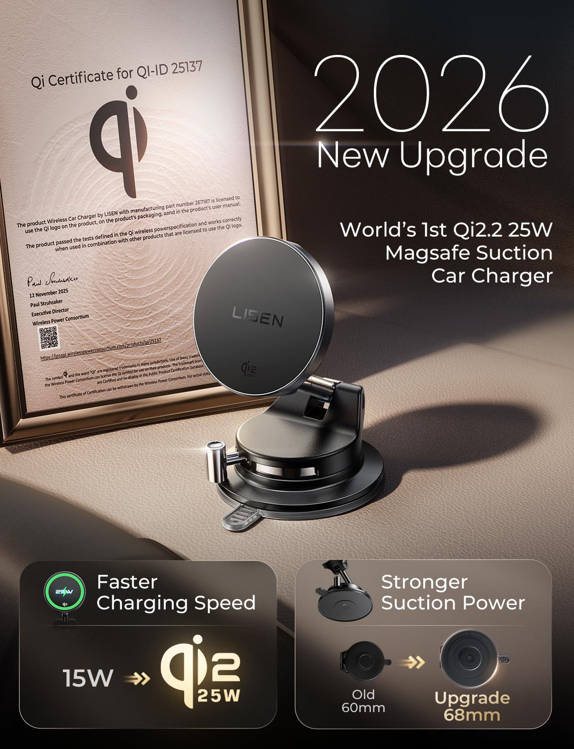 LISEN for 15W Magsafe Car Mount Charger