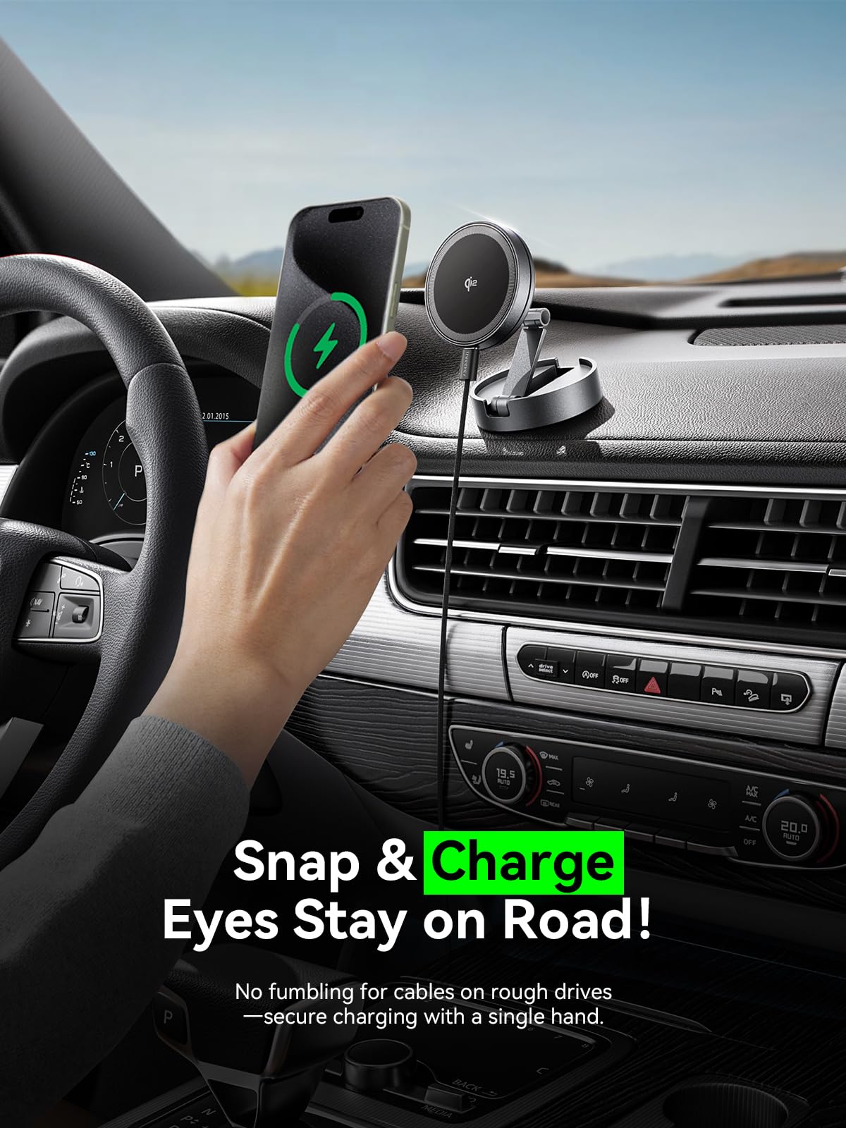 THREEKEY for Qi2 25W Certified Magnetic Car Mount Charger Lite