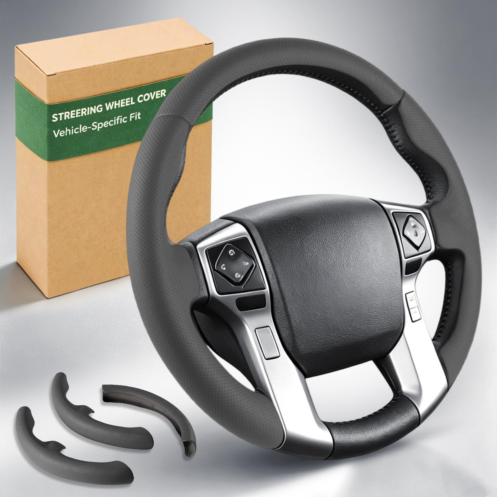 Custom Fit Non-Slip Leather Steering Wheel Cover for Cars