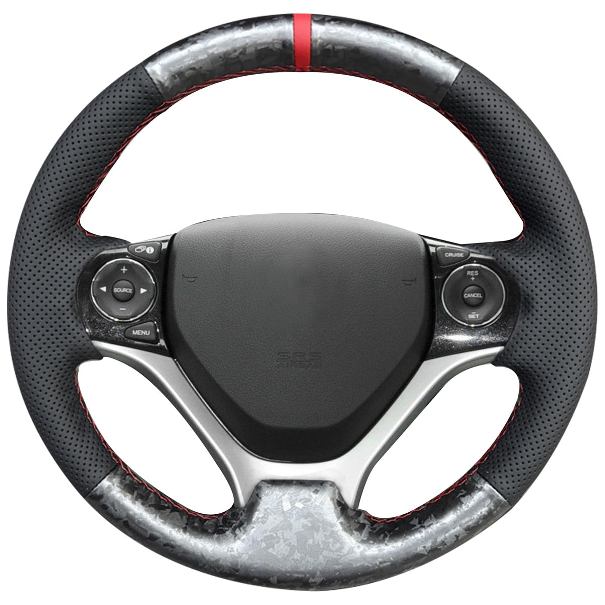 Carbon Fiber Genuine Leather Steering Wheel Cover Custom Fit