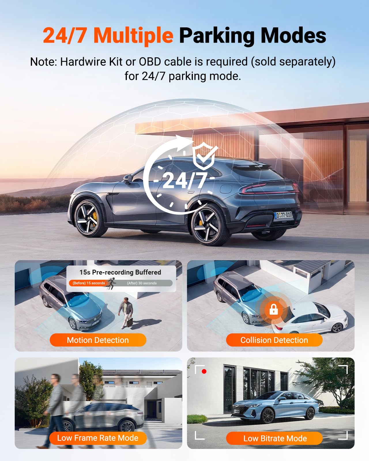 4 Channel 360° Dash Cam with Front Rear & Interior Recording