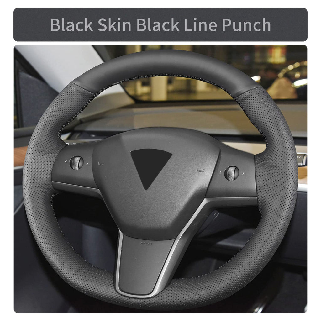 Hand Sewn Microfiber Leather Steering Wheel Cover Non-Slip Fit
