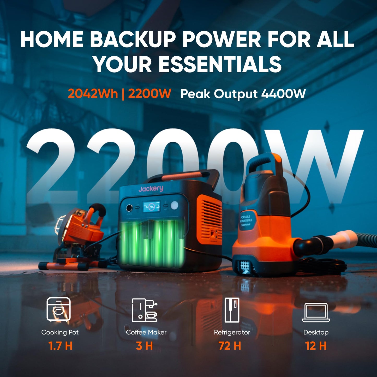 Portable Power Station 2042Wh LiFePO4 Battery Home Backup Generator