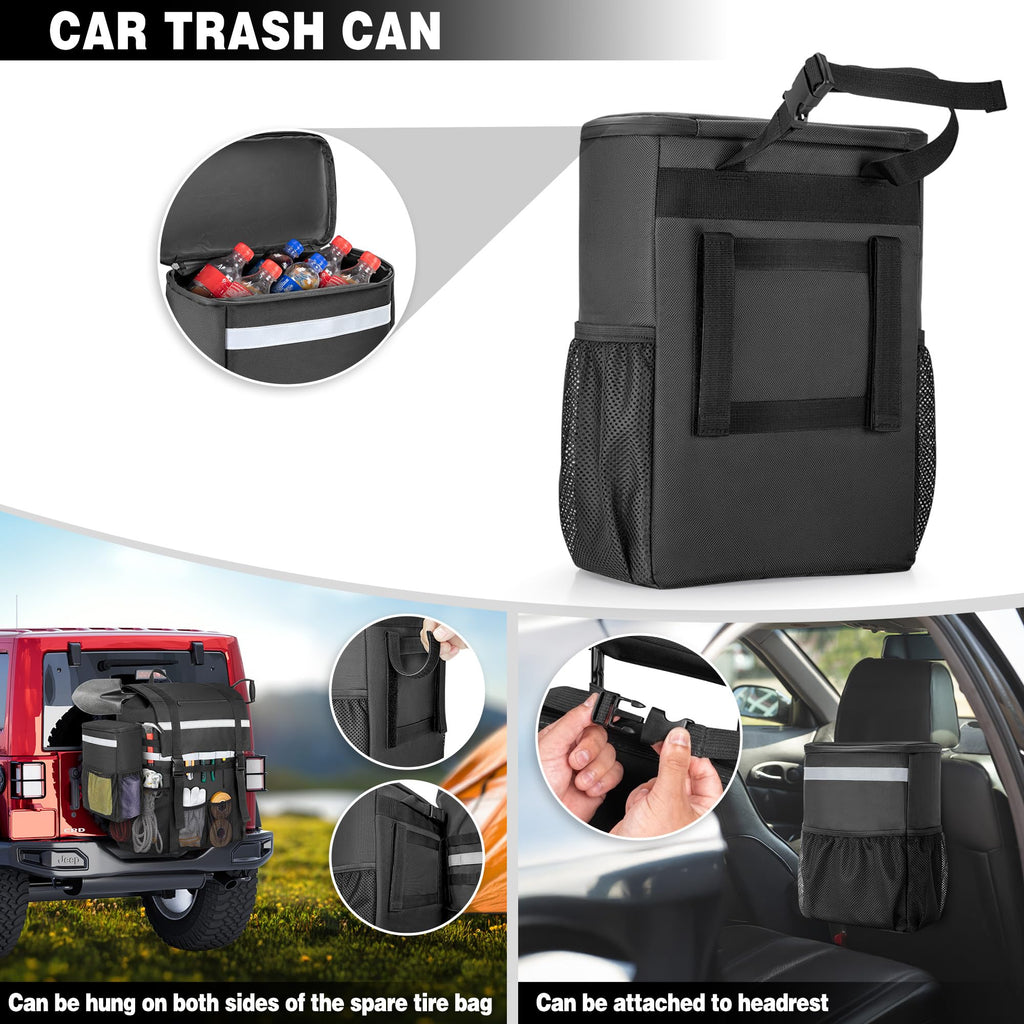 Marscamd Spare Tire Trash Bag with a Car Trash Can, Black