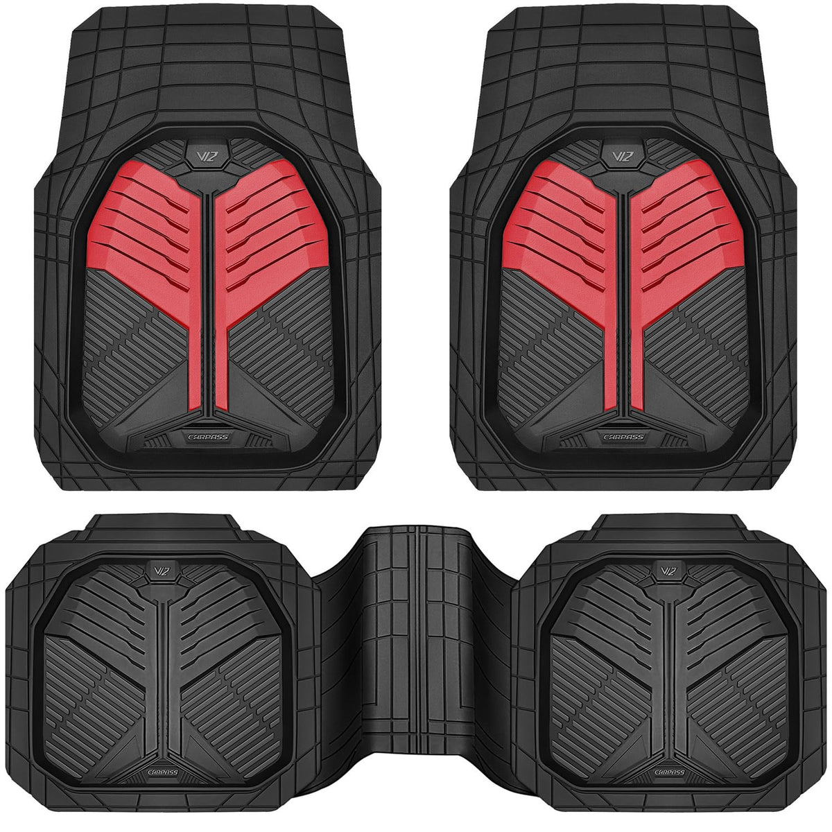 CAR PASS Heavy Duty Car Floor Mats, All Weather Car Mats Full Set