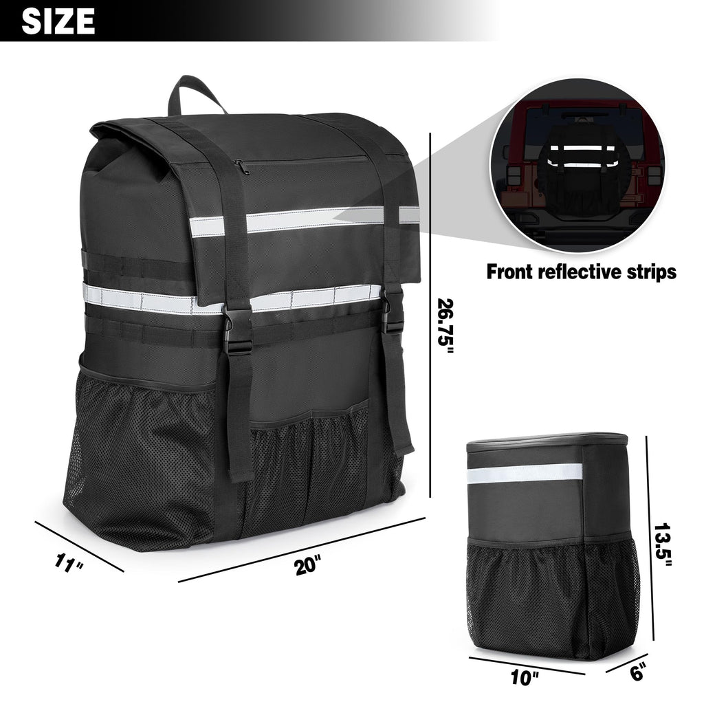 Marscamd Spare Tire Trash Bag with a Car Trash Can, Black