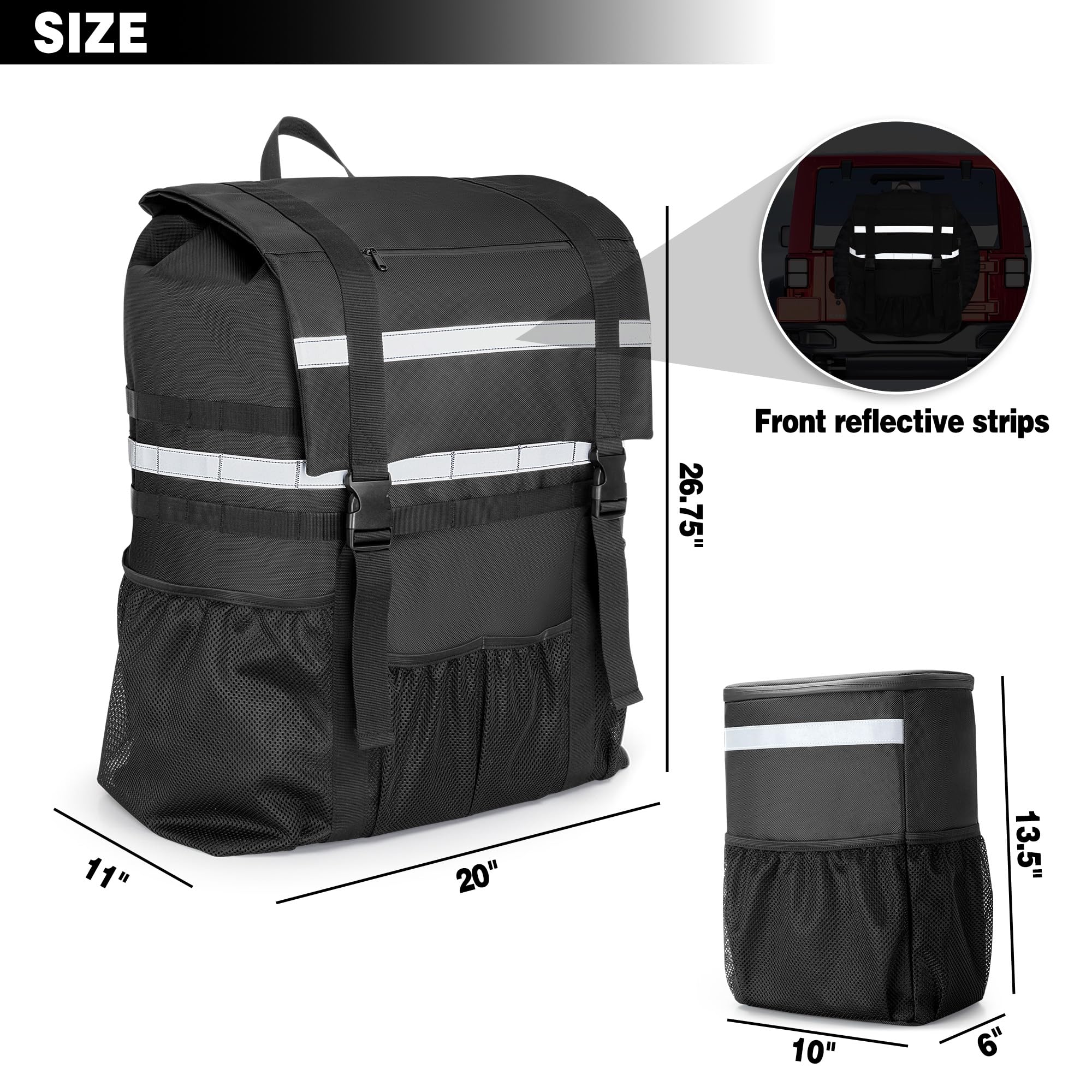 Marscamd Spare Tire Trash Bag with a Car Trash Can, Black