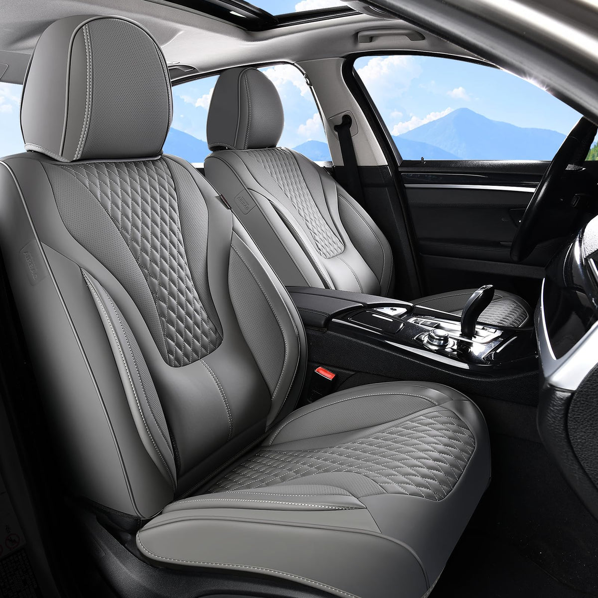 Premium Faux Leather Waterproof Car Seat Covers Full Set