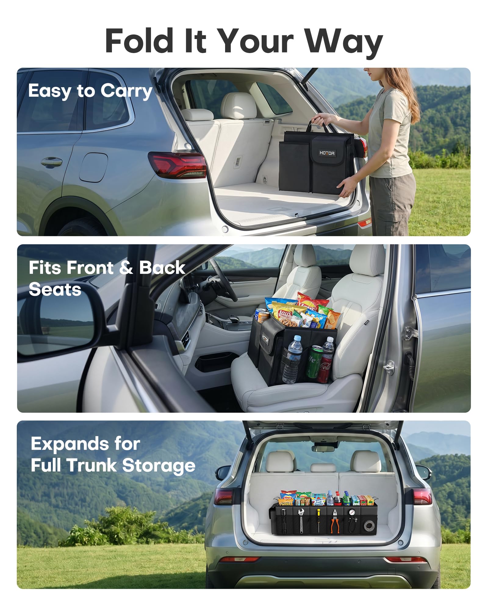 Foldable Trunk Organizer with Removable Cooler Storage