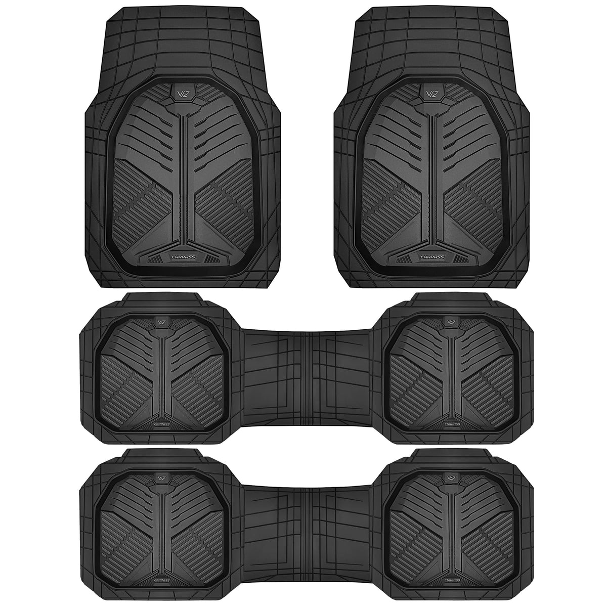CAR PASS Heavy Duty Car Floor Mats, All Weather Car Mats Full Set