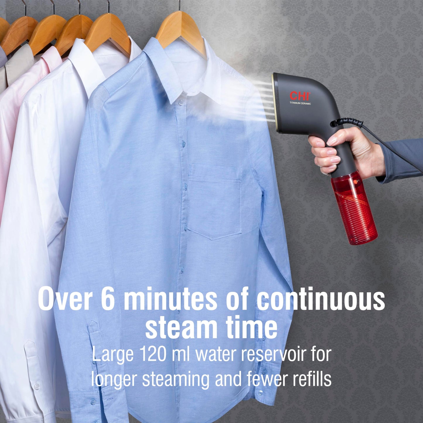 CHI Collapsible Travel 2-in-1 Handheld Garment Steamer & Steam Iron