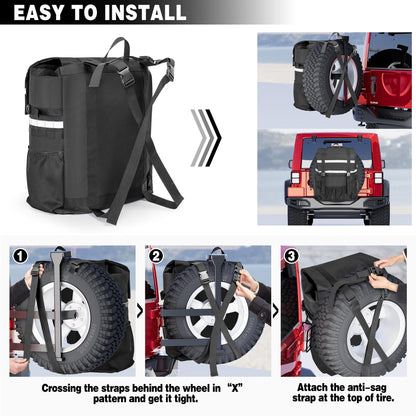 Marscamd Spare Tire Trash Bag with a Car Trash Can, Black