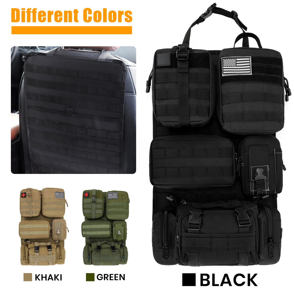 Tactical MOLLE Seat Back Organizer with Detachable Storage Pouches