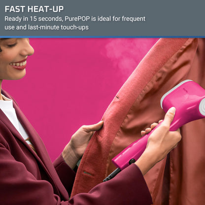Portable Handheld Garment Steamer with Reversible Lint Remover Pad