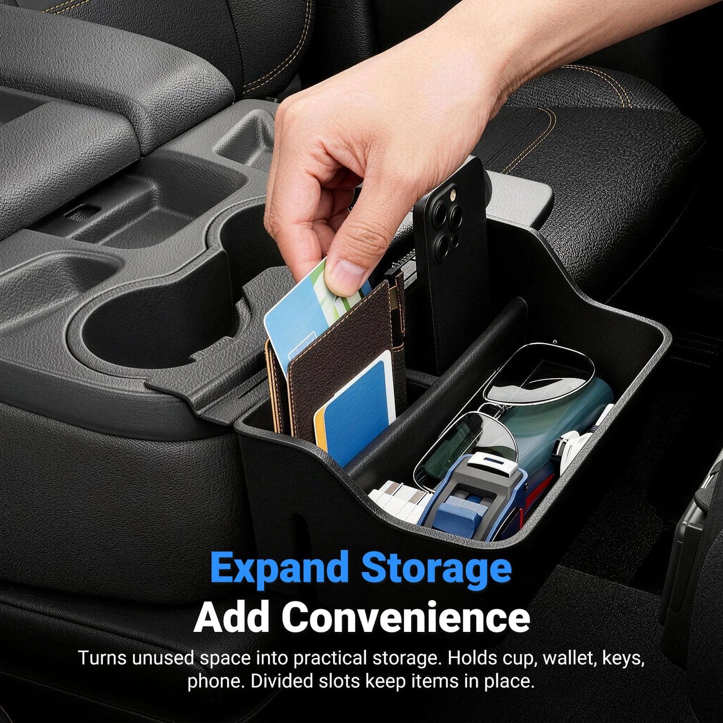 Custom Fit Hanging Center Console Organizer Tray
