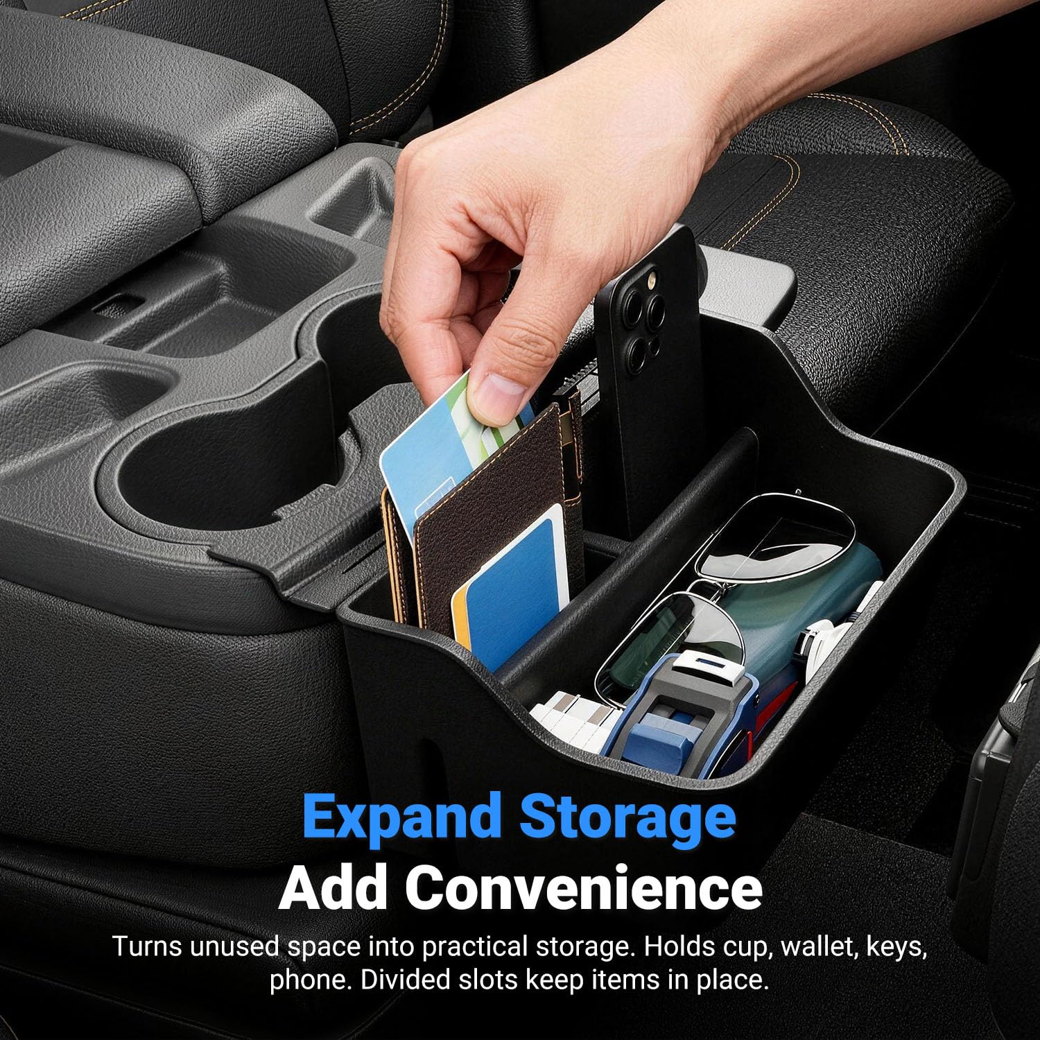 Custom Fit Hanging Center Console Organizer Tray
