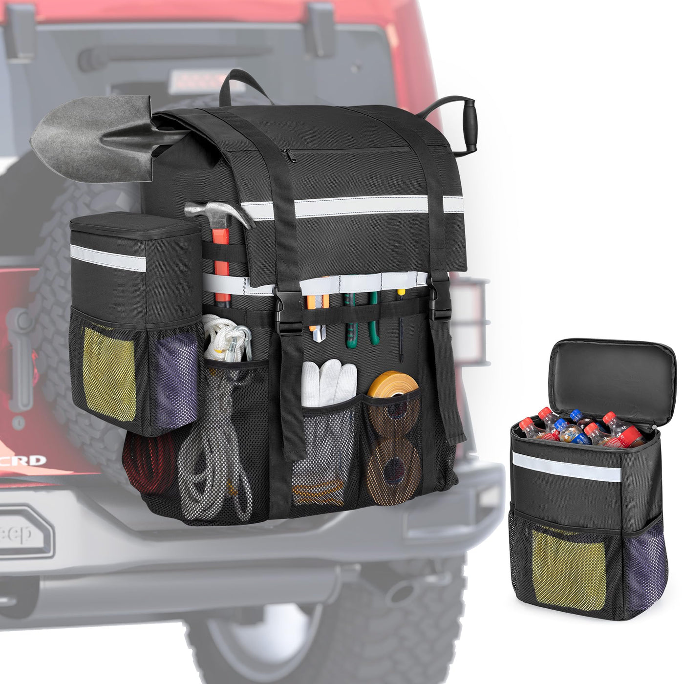 Marscamd Spare Tire Trash Bag with a Car Trash Can, Black